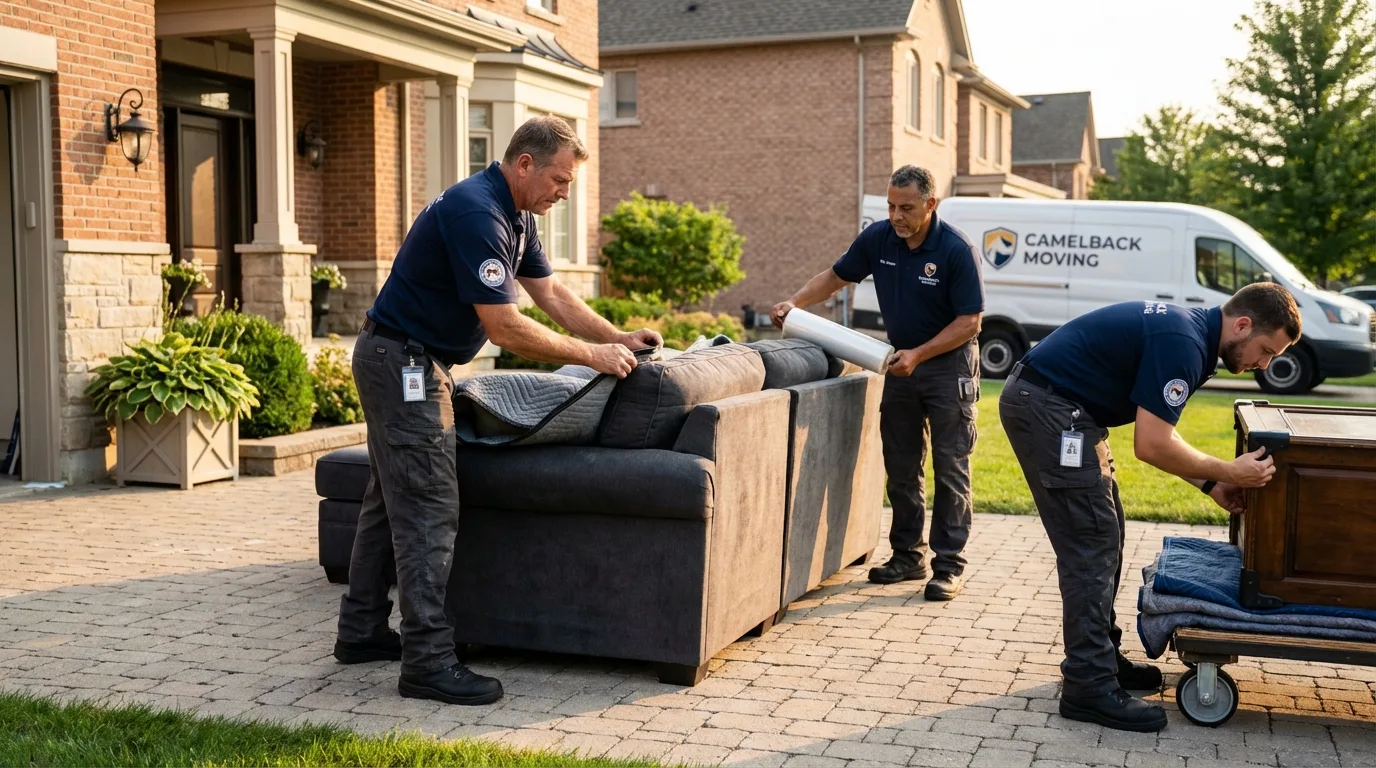 Large estate moving crew wrapping furniture in Peru, ME